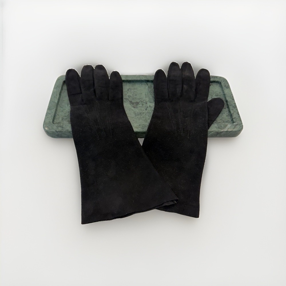 Aris of Paris Vintage 450 Black Leather Classic Women's Gloves Size 6 1/4 MOKADO